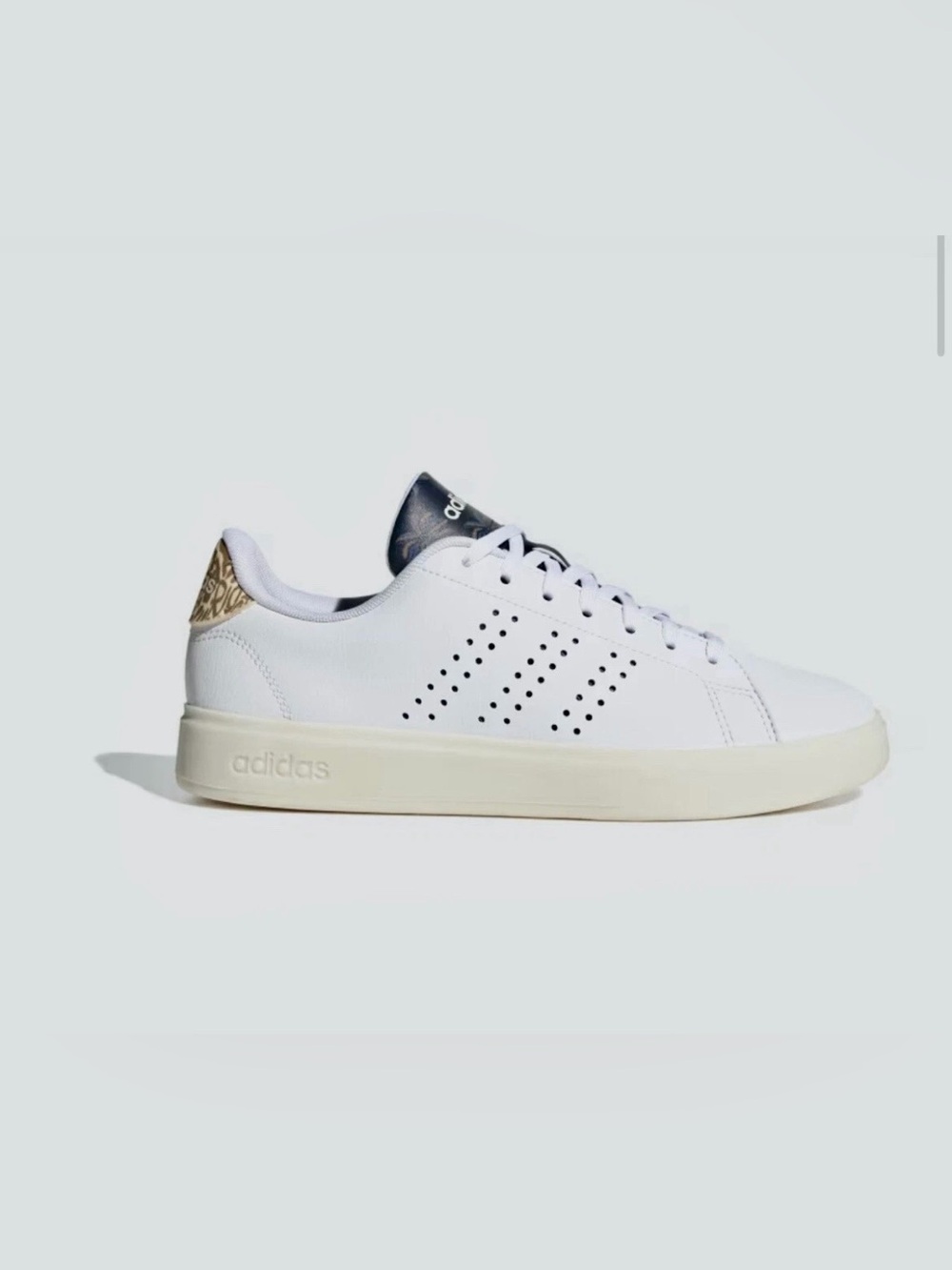 NWT ADIDAS NIB SIZE 9 WOMEN/7.5 YOUTH ADVANTAGE 2.0 SHOES WHITE W/TAN CHEETAH